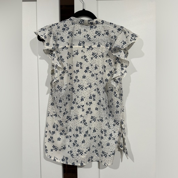 Abercrombie & Fitch Blue and White Floral Top with Tie Size M - Picture 3 of 4